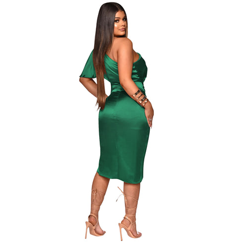 Western Stylish Women's Pure Color Bodycon Slit Dresses