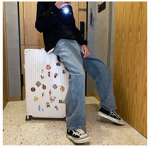 Wide-Leg Men's Loose Jeans Denim Pants