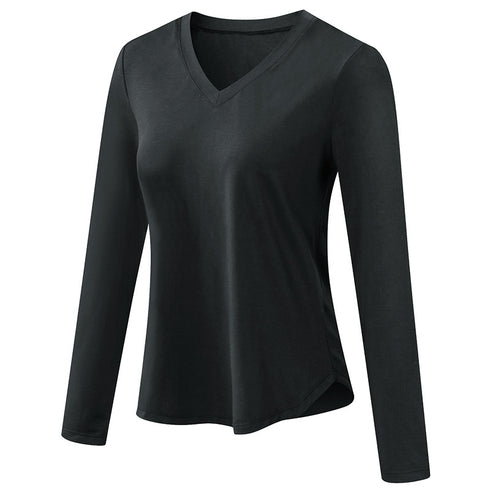 Winter Women's Breathable Long Sleeve V-neck Sport Running Shirt