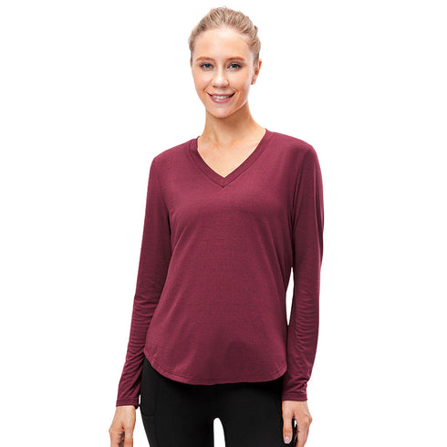 Winter Women's Breathable Long Sleeve V-neck Sport Running Shirt