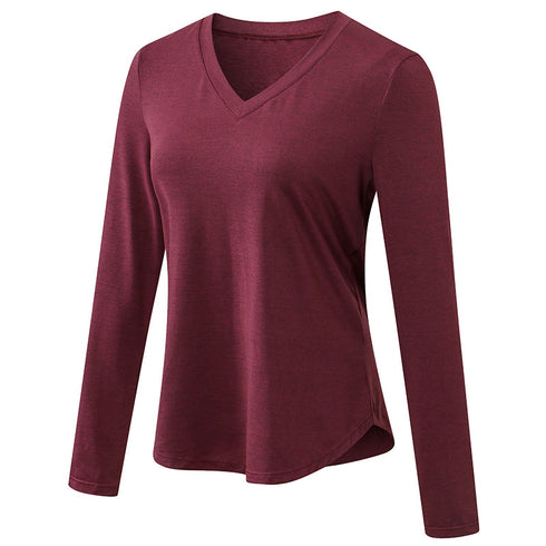 Winter Women's Breathable Long Sleeve V-neck Sport Running Shirt
