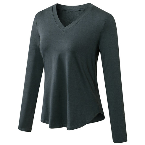 Winter Women's Breathable Long Sleeve V-neck Sport Running Shirt