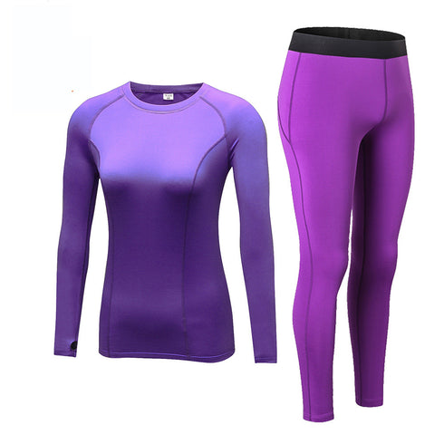 Winter Women's Fitness Running Suit Shirt Yoga Pants
