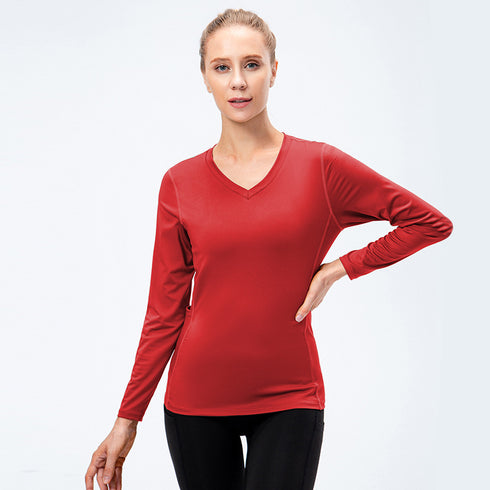 Winter Women's Fitness Running Yoga V-neck Skinny Sweatshirts