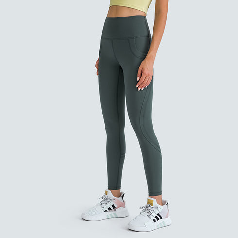 Winter Women's Hi-Waist Fake Pocket Stretchy Running Yoga Pants