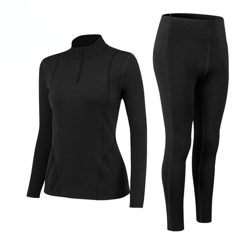 Winter Women's Long Sleeve Shirt Yoga Pants Running Suit