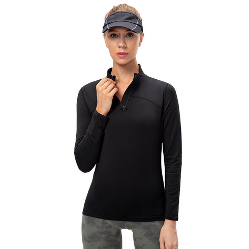Winter Women's Stand Collar Running Yoga Stretchy Sweatshirts