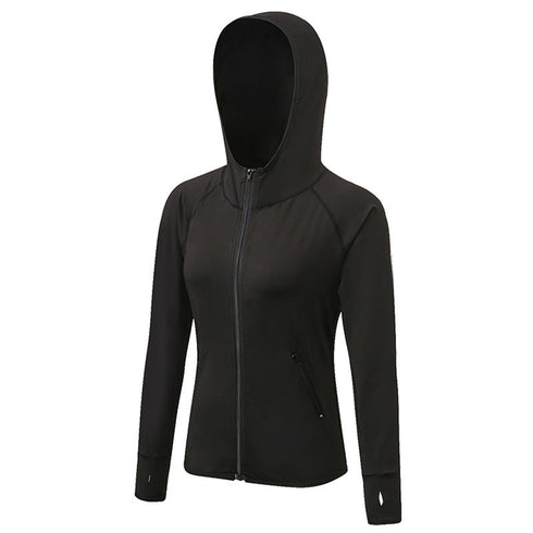 Winter Women's Workout Zipper hooded Running Jacket