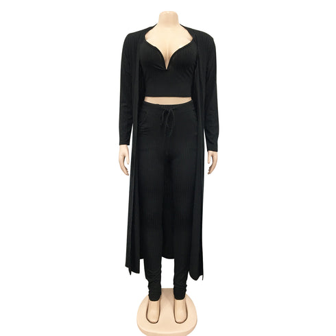 Women's 3 Piece Lounge Set V-neck Vests Pants Suit