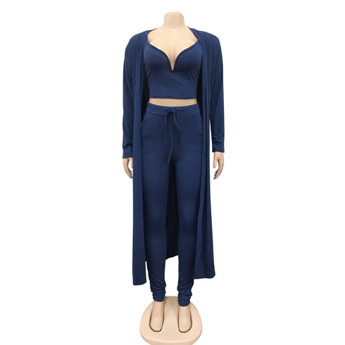 Women's 3 Piece Lounge Set V-neck Vests Pants Suit