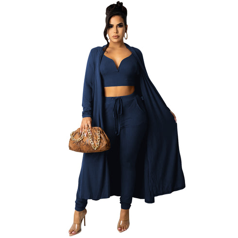 Women's 3 Piece Lounge Set V-neck Vests Pants Suit