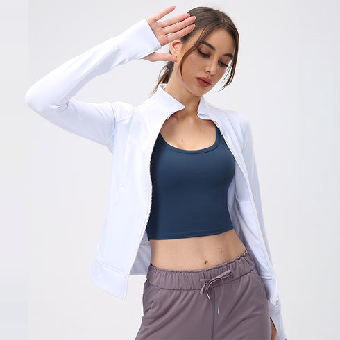 Women's Activewear Running Stand Collar Zipper Track Jacket