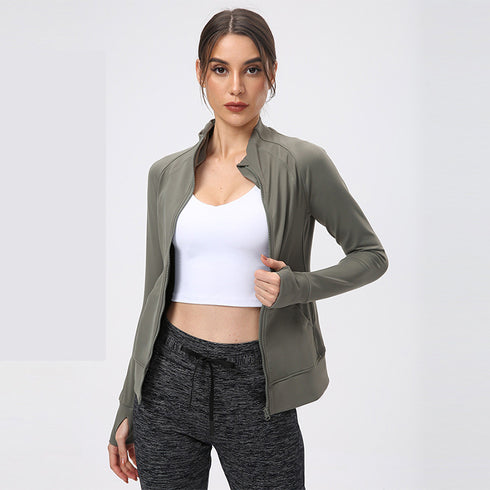 Women's Activewear Running Stand Collar Zipper Track Jacket