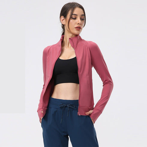Women's Activewear Running Stand Collar Zipper Track Jacket