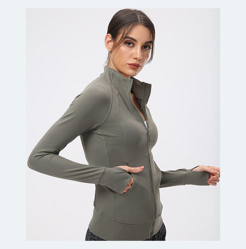 Women's Activewear Running Stand Collar Zipper Track Jacket