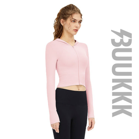 Women's Activewear Workout Zipper Running Hooded Coat