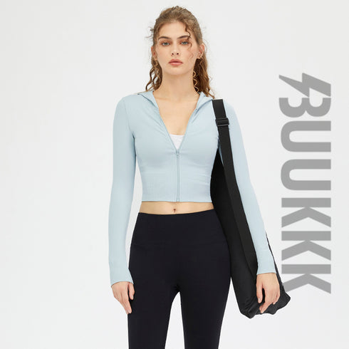 Women's Activewear Workout Zipper Running Hooded Coat