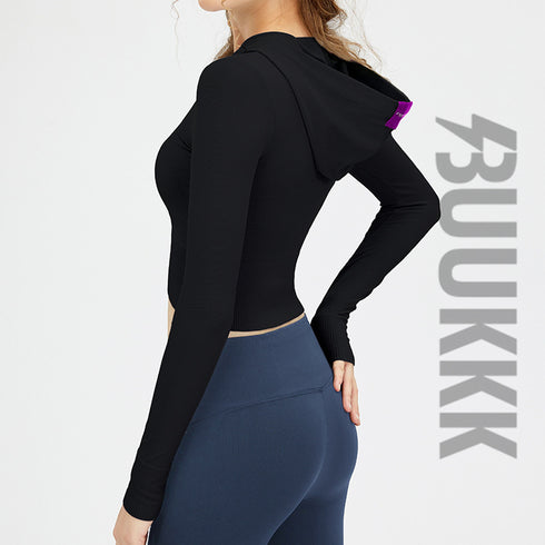 Women's Activewear Workout Zipper Running Hooded Coat