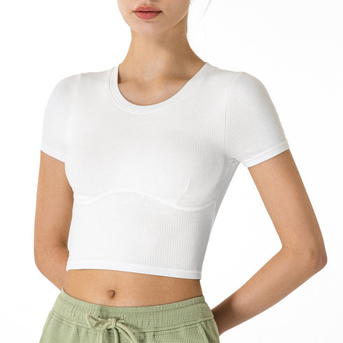 Women's Athletic Fitness Breathable Round Neck Slim T-Shirt