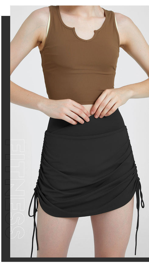 Women's Athletic Fitness Sport Drawstring Short Skirt