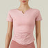 Women's Athletic Fitness V-Neck Plicated T-Shirt