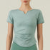Women's Athletic Fitness V-Neck Plicated T-Shirt