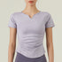 Women's Athletic Fitness V-Neck Plicated T-Shirt