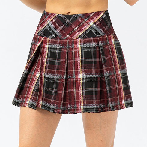 Women's Athletic High Waist Pleated Tennis Skirt Lining Shorts