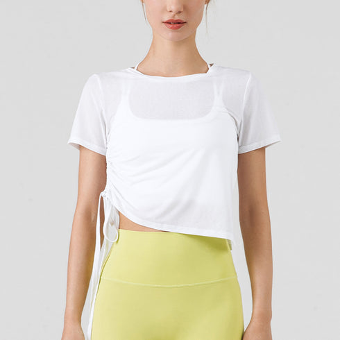 Women's Athletic Loose Quick Dry Yoga Round Neck T-shirt