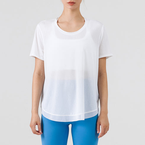 Women's Athletic Loose Quick Dry Yoga Split T-shirt