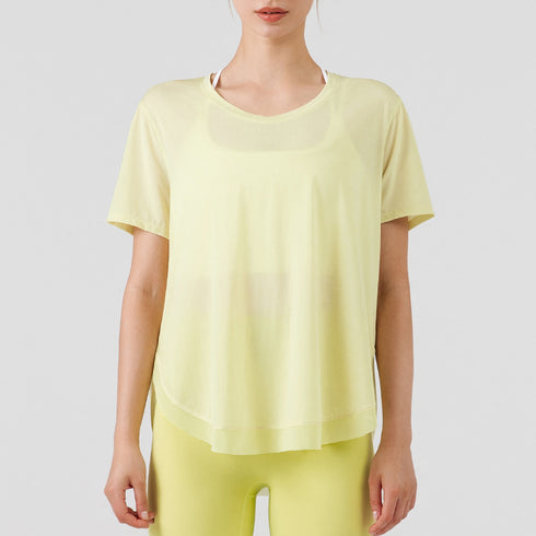 Women's Athletic Loose Quick Dry Yoga Split T-shirt