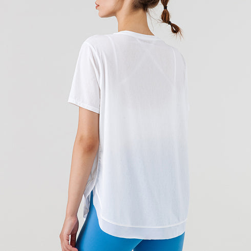 Women's Athletic Loose Quick Dry Yoga Split T-shirt