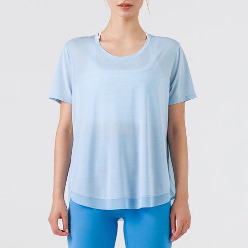 Women's Athletic Loose Quick Dry Yoga Split T-shirt