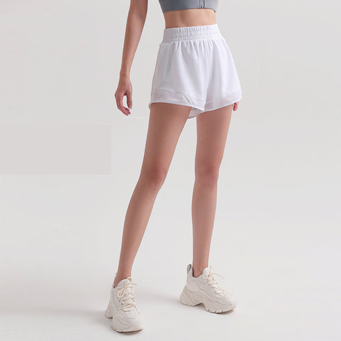 Women's Athletic Mesh Gauze Pocket Running Loose Shorts