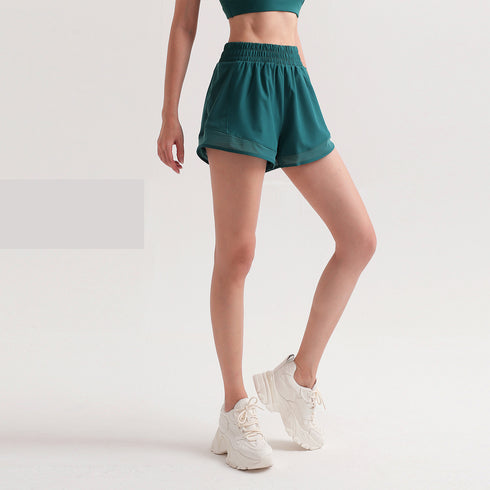 Women's Athletic Mesh Gauze Pocket Running Loose Shorts