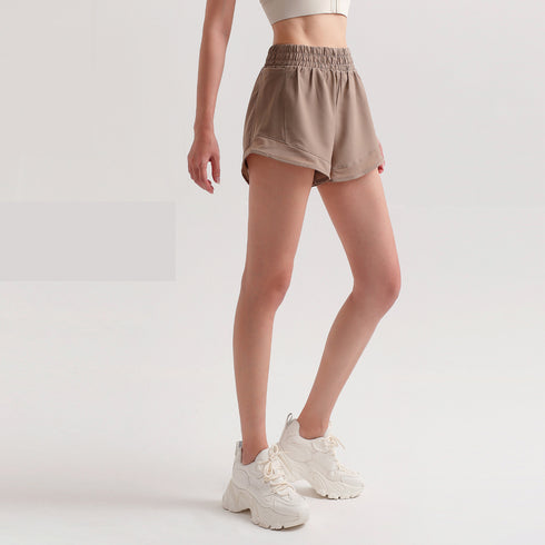 Women's Athletic Mesh Gauze Pocket Running Loose Shorts