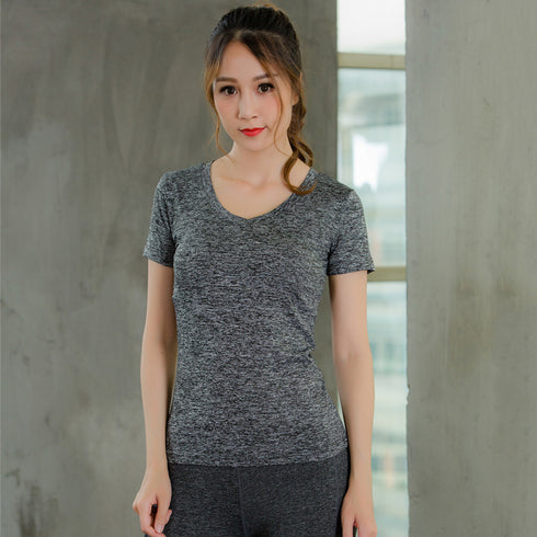 Women's Athletic Quick Dry Short Sleeve Yoga V-neck T-Shirt