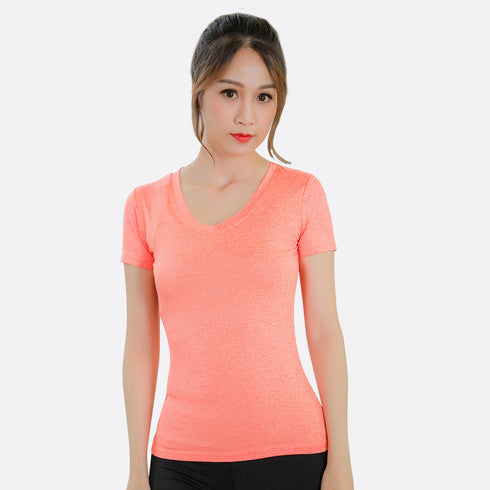 Women's Athletic Quick Dry Short Sleeve Yoga V-neck T-Shirt