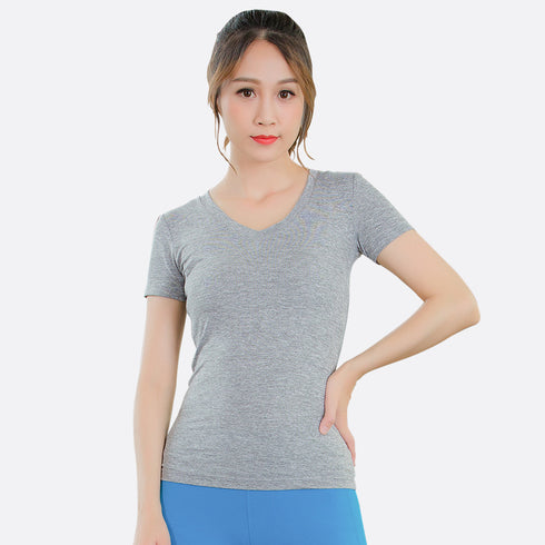 Women's Athletic Quick Dry Short Sleeve Yoga V-neck T-Shirt