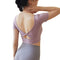 Women's Athletic Short Sleeve Yoga Backless T-Shirt