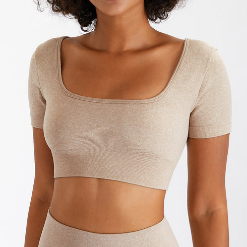 Women's Athletic Short Sleeve Yoga Crop Stretchy T-Shirt