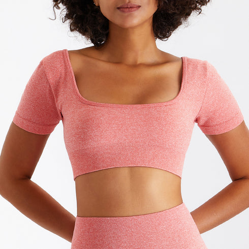 Women's Athletic Short Sleeve Yoga Crop Stretchy T-Shirt