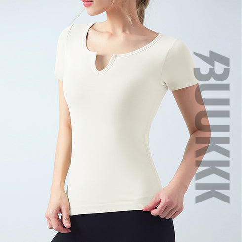 Women's Athletic Skinny Yoga T-Shirt with Bra Pads