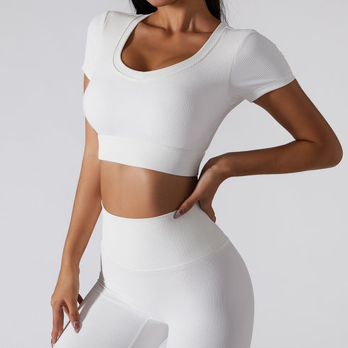 Women's Athletic Yoga Crop Naked Feeling T-Shirt