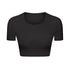 Women's Athletic Yoga Crop Round Neck T-Shirt Bra Pads