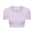 Women's Athletic Yoga Crop Round Neck T-Shirt Bra Pads
