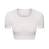 Women's Athletic Yoga Crop Round Neck T-Shirt Bra Pads