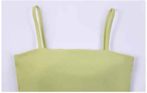 Women's Athletic Yoga Crop Spaghetti Strap Tank with Bra Pads