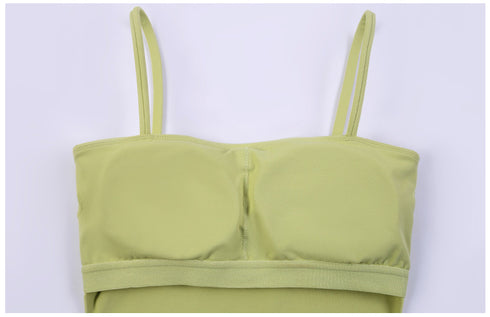 Women's Athletic Yoga Crop Spaghetti Strap Tank with Bra Pads