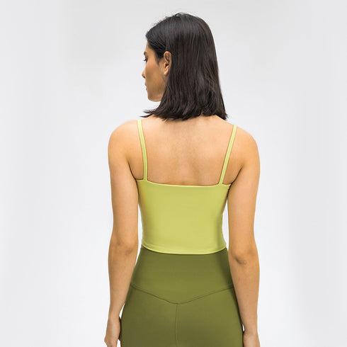 Women's Athletic Yoga Crop Spaghetti Strap Tank with Bra Pads